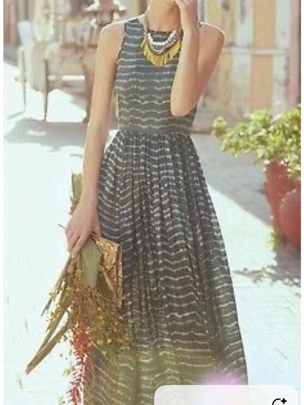 Anthropologie Sleeveless Striped Maxi in Tie Dye w/white. Back cut out. Size M.